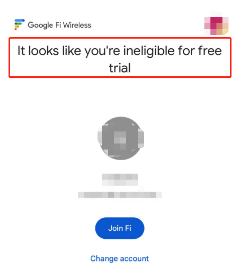It looks like you're ineligible for free trial